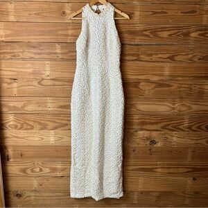 Chic Cream Textured Maxi Dress